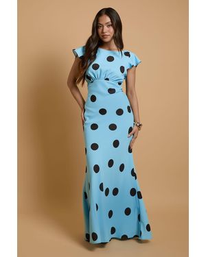 Oasis Petite Polkadot Crepe Maxi Dress - Blue