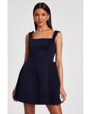 Quiz Bow Skater Dress - Blue