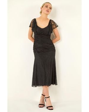 Roman Petite Lace Tiered Dress - Black
