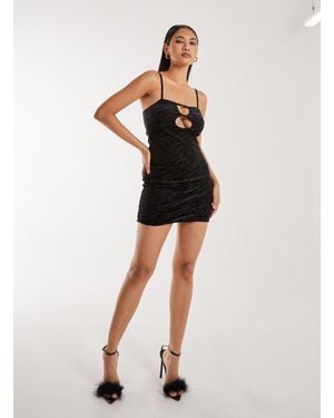 Pink Vanilla Zebra Velvet Mini Dress - Black