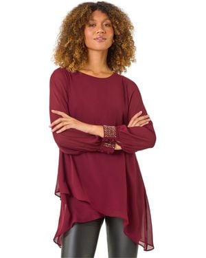 Roman Embellished Detail Layered Top