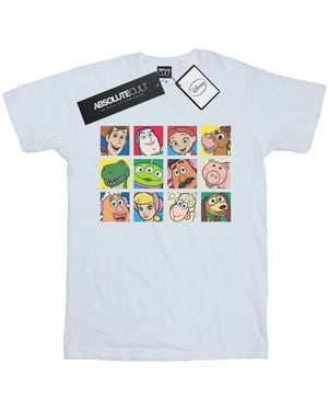Disney Ladies Toy Story Character Squares Cotton Boyfriend T-Shirt - Blue