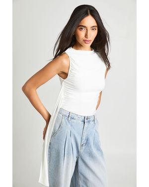 Boohoo Ruched Drape Detail Bodysuit - White