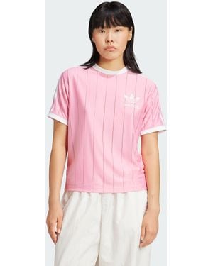 adidas Adicolor 3-Stripes Pinstripe Tee - Pink