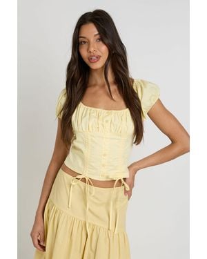 Boohoo Button Down Puff Sleeve Top - Natural