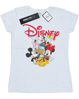 Disney Ladies Mickey Mouse Crew Cotton T-Shirt - White