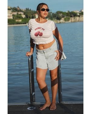 Boohoo Plus Basic Denim Flippy Short - Blue