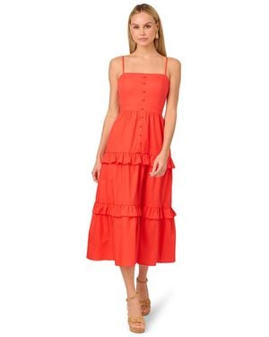 Adrianna Papell Solid Tiered Midi Dress