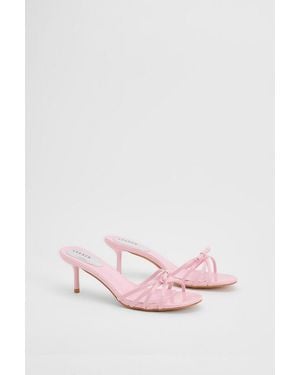 Oasis Karla Faux Leather Bow Detail Medium Stiletto Heel Mules - Pink