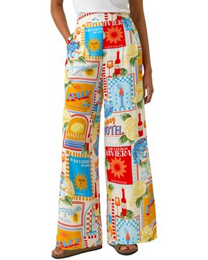 Roman Sunshine Print Wide Leg Trouser - Multicolour