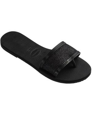 Havaianas Hav. You Angra Glitter 35 36 Flip Flops - Black
