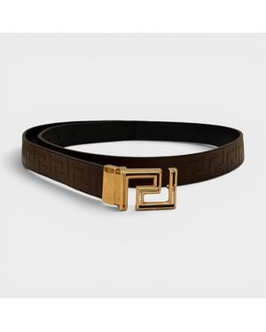 Versace Logo Calf Leather Belt - Black
