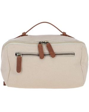 Fenland Sheepskin Real Leather X Canvas Washbag - Natural