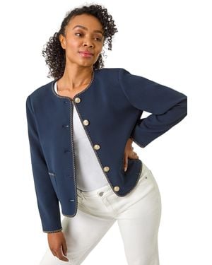 Roman Petite Button & Pocket Jacket - Blue