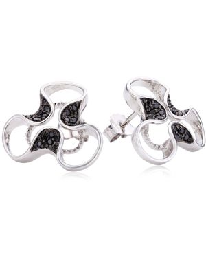 Orphelia Dames 925 Sterling Zilveren Stud Oorbellen - Zwart