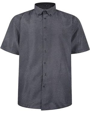 Fitzgerald London Short Sleeve Shirt Plus Size With Trendy Sandy Circles Design - Grey