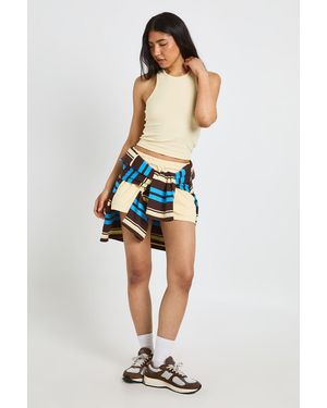Boohoo Tall Racer Top And Sweat Short Set - Blue