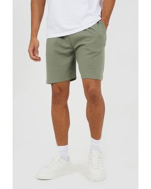 Brave Soul Pale Textured Longline Shorts - Green