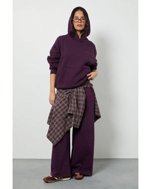 Boohoo Ath Collective Hooded Embroidered Tracksuit - Purple