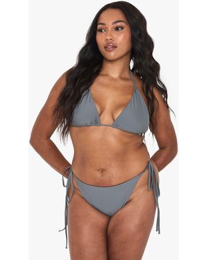 Boohoo Plus Triangle Bikini Top - Grey