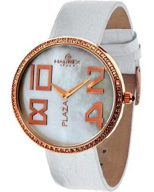 Haurex Italy Plaza Leather Watch - White