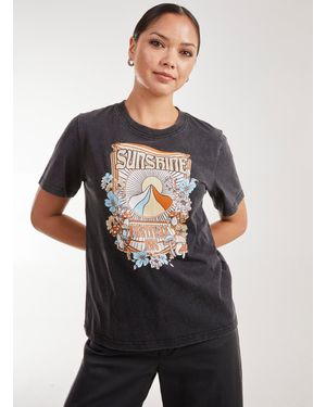 Pink Vanilla Sunshine Acid Wash Tee - Grey