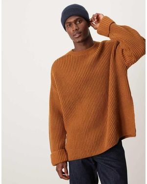 ASOS Oversized Wool Mix Heavyweight Rib Knitted Jumper With - Orange