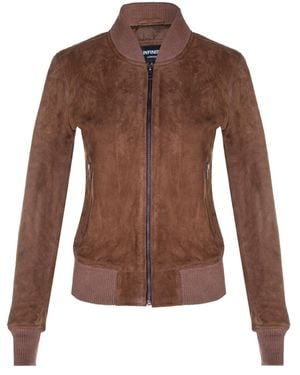 Infinity Leather Classic Ma-1 Suede Bomber Jacket-Newbury - Brown