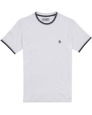 Original Penguin Polo Sticker Pete Tipped Ringer In Wit - Blauw