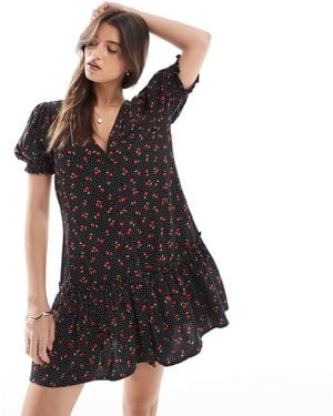 Miss Selfridge Printed Spun Smock Dress - Black