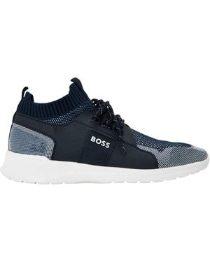 BOSS Extreme Logo Knitted Trainers (Dark) - Blue