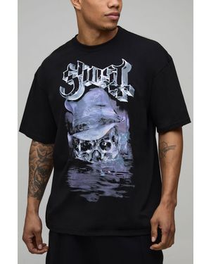 BoohooMAN Oversized Ghost License Printed T-Shirt - Black