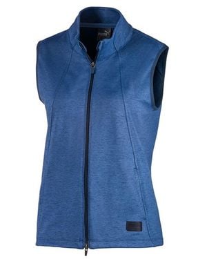 PUMA Cloudspun Warm Up Vest Zip Up Blue S Sleeveless 595852 02