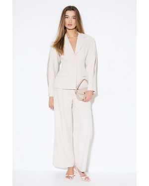 MissPap Premium Pleated Sleeve Blazer Co-Ord - White