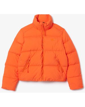 Lacoste Relaxed-Fit Hooded Down Jacket - Orange