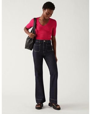 Secret Label Scallop Edge Knit Top - Red