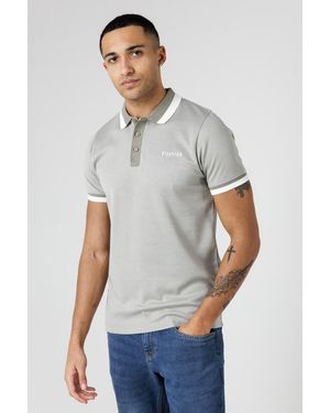 Firetrap Regular Fit Cotton Rich Jacquard Polo - White