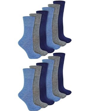 IOMI 12 Pair Multipack Ladies Diabetic Bamboo Socks - Blue