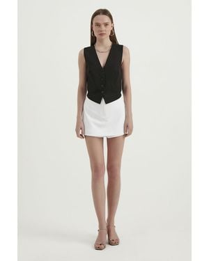Hiccup V Neck Buttoned Cross Back Waistcoat - Black