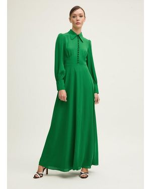 LK Bennett Harley Jelly Bean Crepe Maxi Dress With Button Front - Green