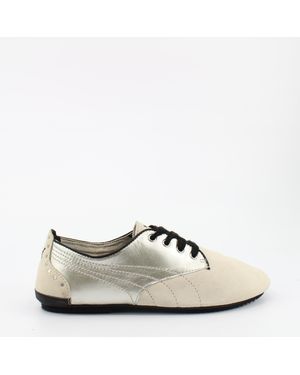 PUMA Geselle Stud Lace Up S Trainers Suede Silver Birch 352629 02 - White