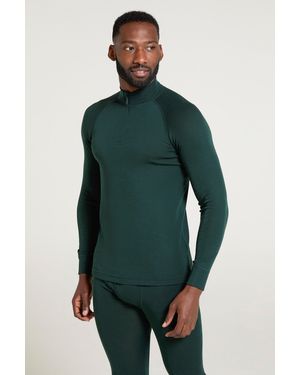 Mountain Warehouse Merino Baselayer Top Long Sleeve Thermal High Wicking Breathable Jumper Wool - Green