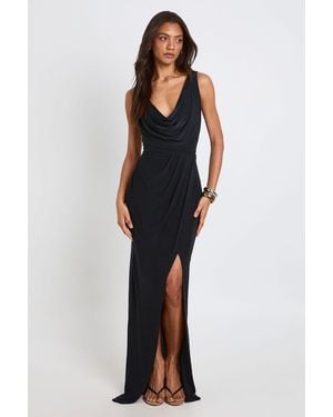 Boohoo Tall Slinky Ruched Wrap Maxi Dress - Blue