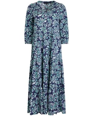 Weird Fish Ladies Lainey All-Over Print Seersucker Midi Dress (Aquamarine) - Blue