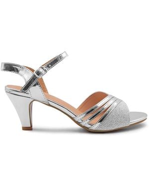 Where's That From Wheres 'Angie' Low Heel Sandals With Buckle Ankle Strap - Metallic