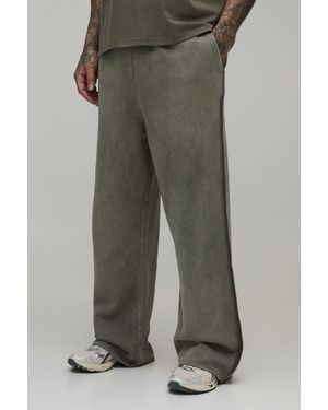 BoohooMAN Tall Wide Fit Drop Crotch Washed Jogger - Green
