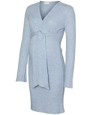 Mama.licious Mlaniset V-Neck Long Sleeve Knee Length Dress - Blue