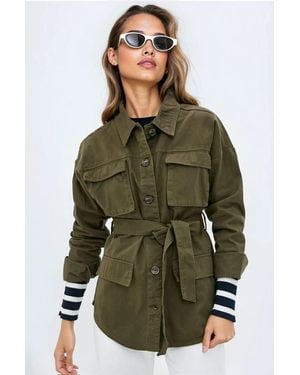 Brave Soul Safari Shirt Jacket Cotton - Green