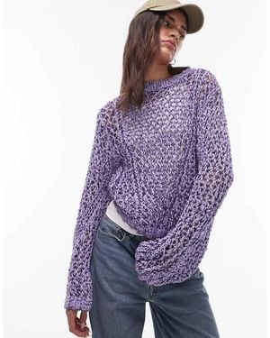 & Other Stories Crochet Knit Jumper With Tape Detail - Purple