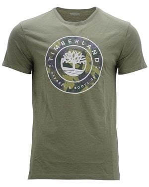 Timberland Printed T Shirts Crew Neck Summer Top Short Sleeve Premium Tee - Green